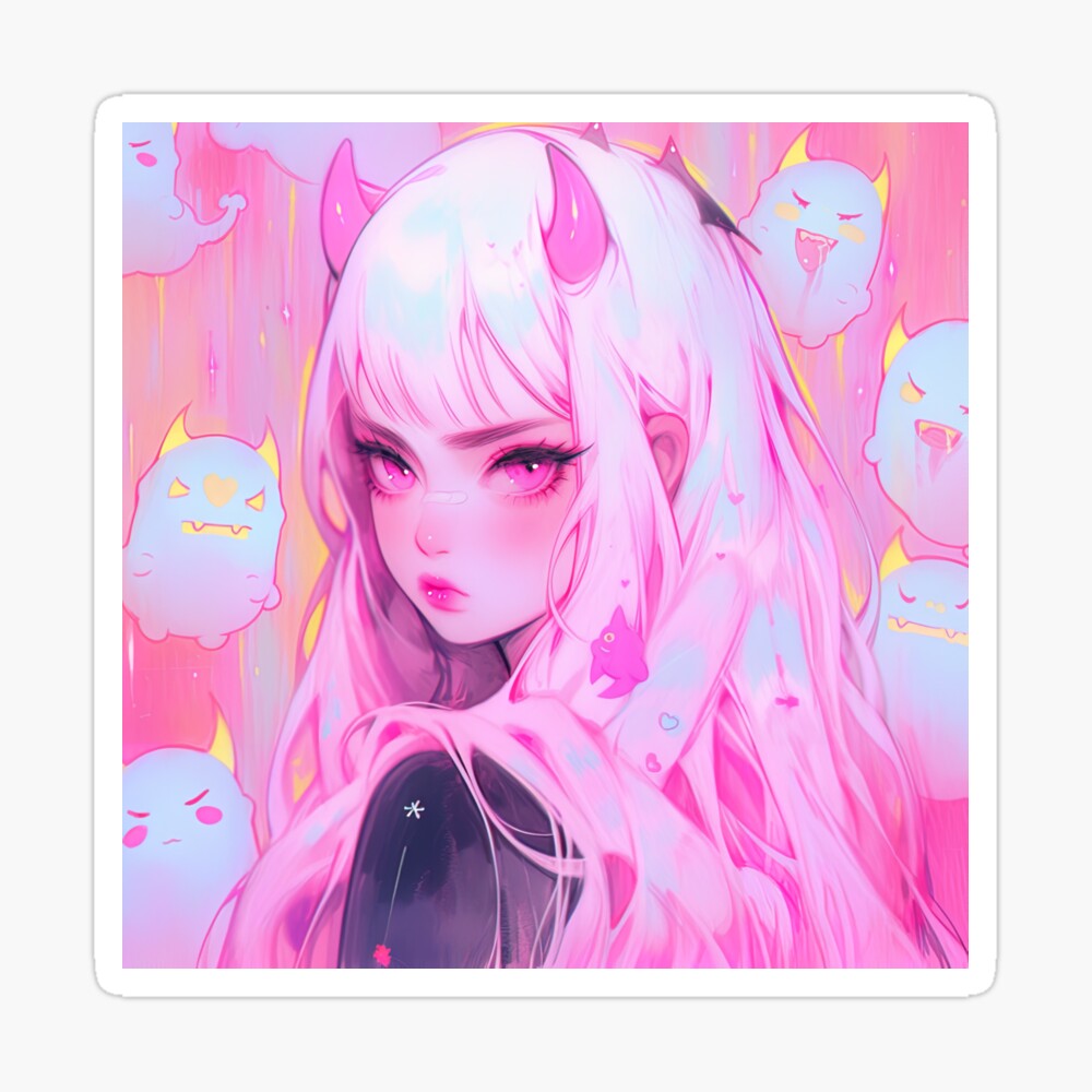 Adorable Pink Creatures and Demon Anime Girl