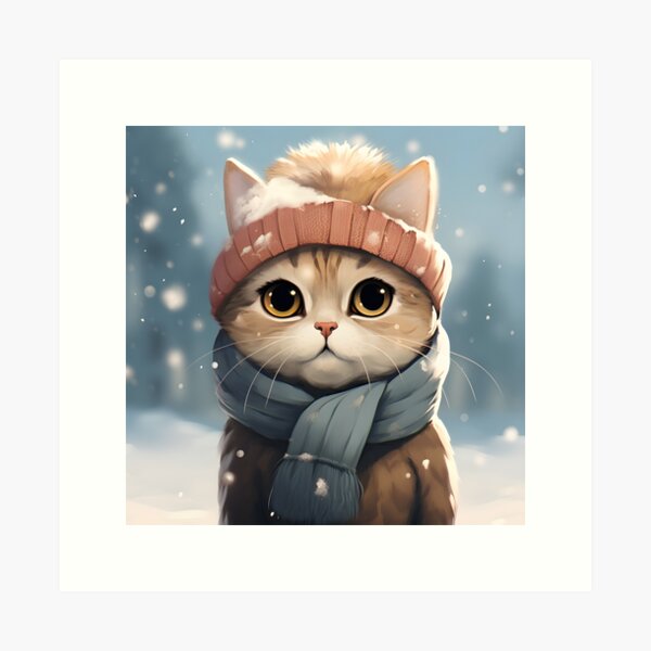 Item preview, Cute cat in snow designed and sold by ArtfulPlay.