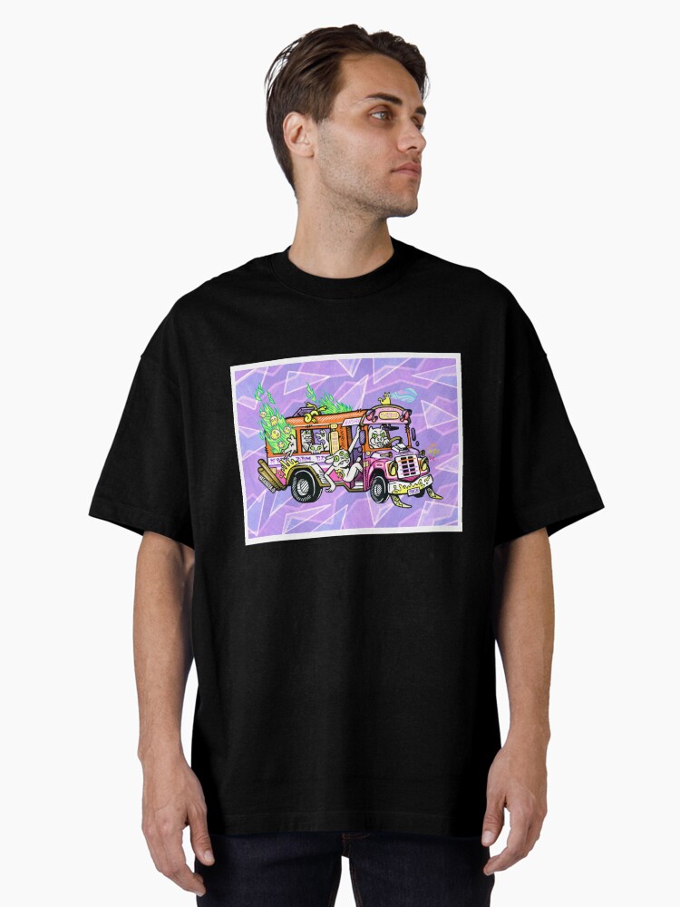 Thumbnail 1 of 7, Oversized T-Shirt, Pink Ghost Bus designed and sold by matiasreba.