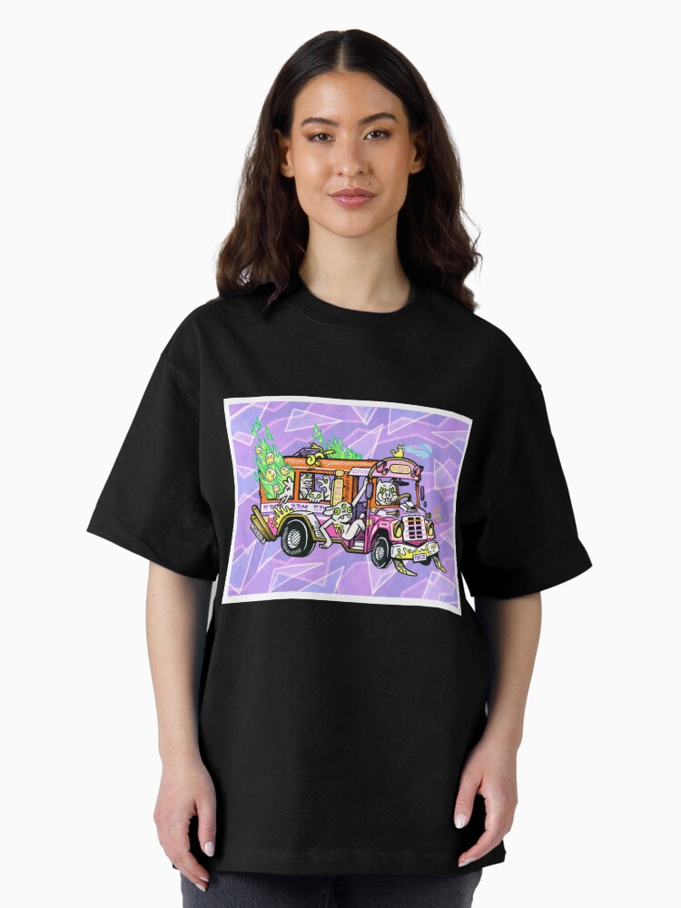 Thumbnail 2 of 7, Oversized T-Shirt, Pink Ghost Bus designed and sold by matiasreba.