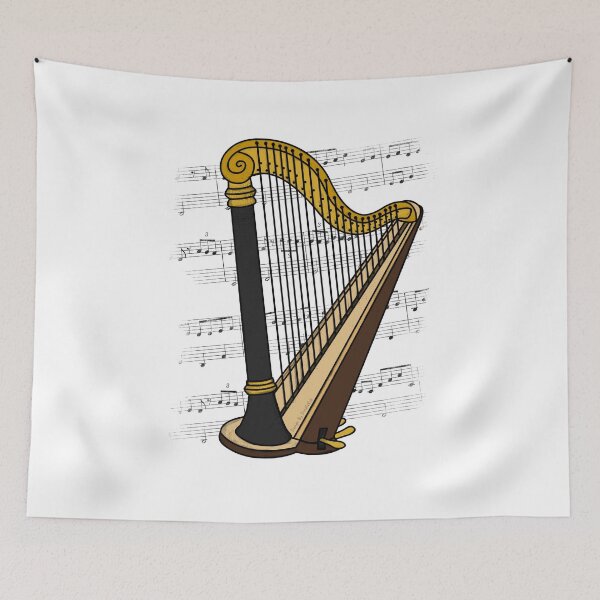 Item preview, Harp Player Music Notation Harpist String Musician (Colour) designed and sold by doodlerob.
