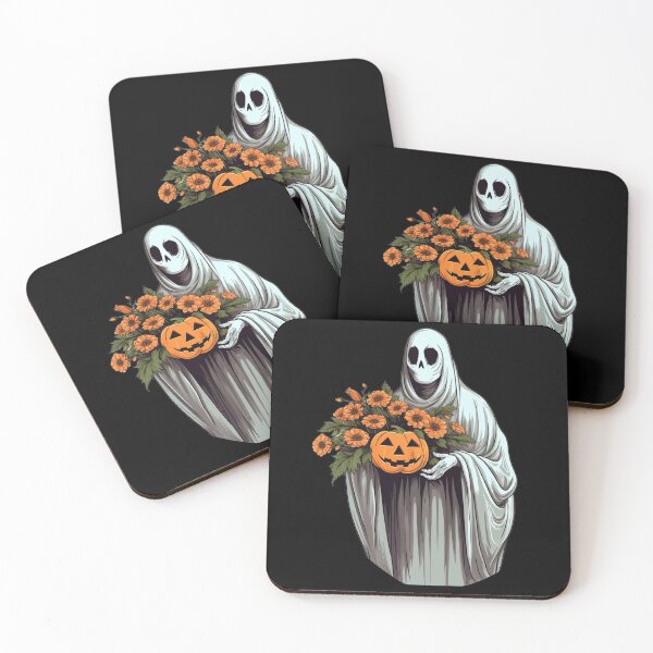 Item preview, Vintage Floral Ghost Halloween with Pumpkin designed and sold by ArtFromBeyond.