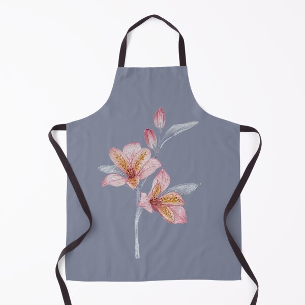 Item preview, Pink and blue Astromelia on gray blue background designed and sold by Karine-LaSalle.