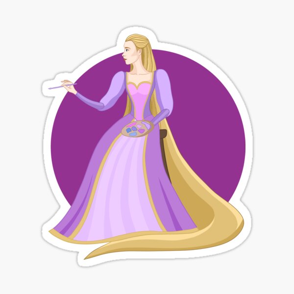 Barbie Rapunzel Illustration Round Background Sticker