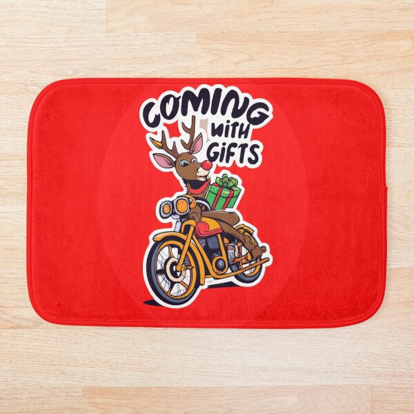 Item preview, Motociclista de renos trayendo regalos para Navidad designed and sold by HanaiPrint.