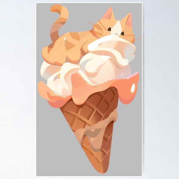 Item preview, Ice cream Cat - salted caramel Kitty cone designed and sold by Sara_Design.