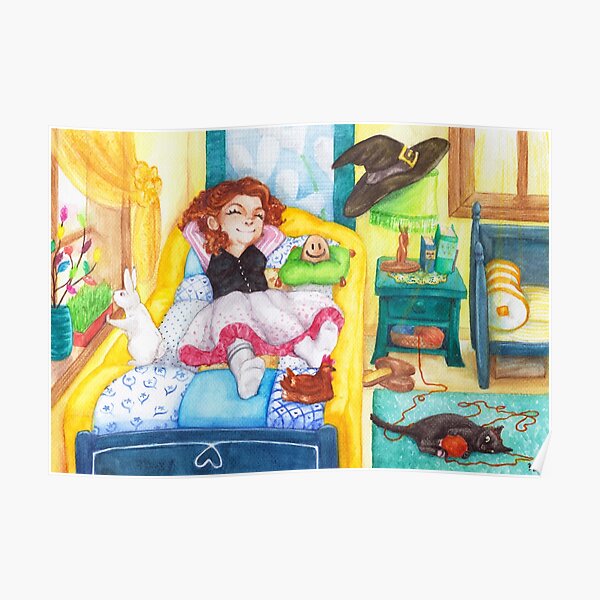 Relaxed Easter Witch and Her Pets Poster