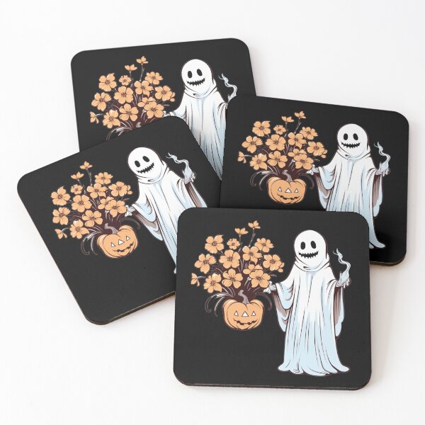 Item preview, Vintage Floral Ghost Halloween with Pumpkin designed and sold by ArtFromBeyond.