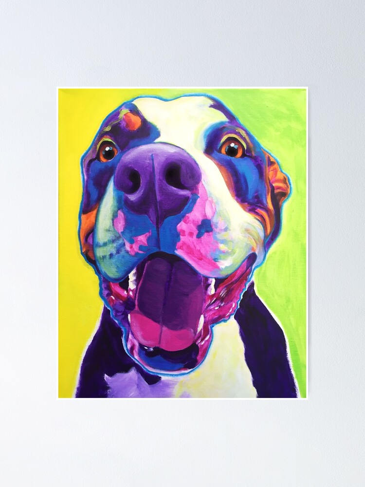 Happy Pit Bull Smiling Colorful Pitbull Dog