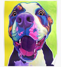 Happy Pit Bull - Smiling Colorful Pitbull Dog Poster