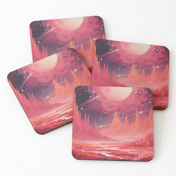 Item preview, Extraterrestrial Landscape on a Fantasy Planet, Pink Colors, Flowers and Shining Stars, and a Nebula designed and sold by Je-we.