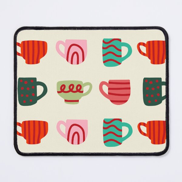 Artikelvorschau, Modernes minimalistisches Teetassen-Partymuster (rot/grün/rosa) entworfen und verkauft von Design Minds Boutique.