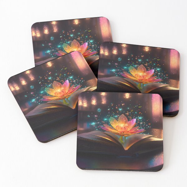 Item preview, Magical fluorescent sparkling Kadupul flower growing from a book in the style of neon impressionism designed and sold by AI-Only Creations.