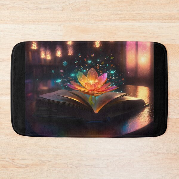 Item preview, Magical fluorescent sparkling Kadupul flower growing from a book in the style of neon impressionism designed and sold by AI-Only Creations.