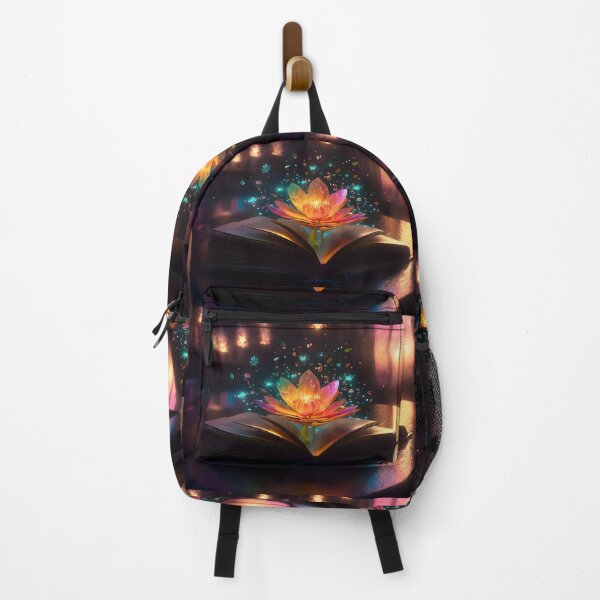 Item preview, Magical fluorescent sparkling Kadupul flower growing from a book in the style of neon impressionism designed and sold by AI-Only Creations.