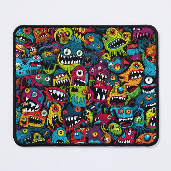 Item preview, Colorful fantasy pattern orange blue red green yellow black ornaments monsters designed and sold by G-M-Designs.