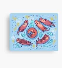 Otters in love Canvas Print