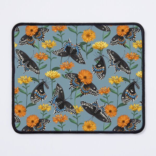 Item preview, Black Swallowtail Butterflies and Yellow Calendula Flowers designed and sold by Judit Gueth.
