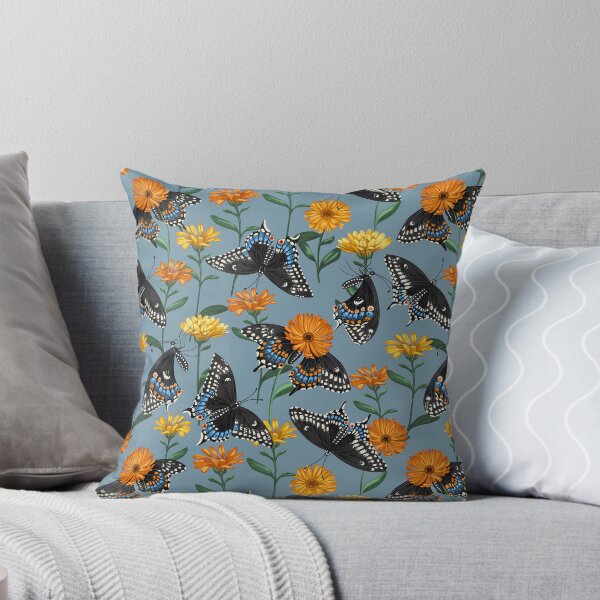 Item preview, Black Swallowtail Butterflies and Yellow Calendula Flowers designed and sold by Judit Gueth.