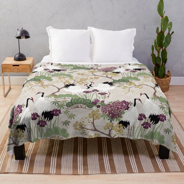Japanese Garden Gold Throw Blanket