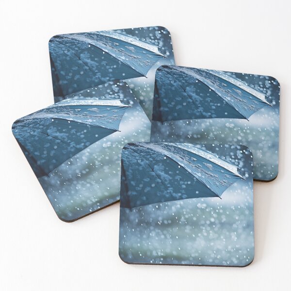Item preview, Blue umbrella in the rain print designed and sold by dcrc.