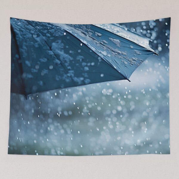 Item preview, Blue umbrella in the rain print designed and sold by dcrc.