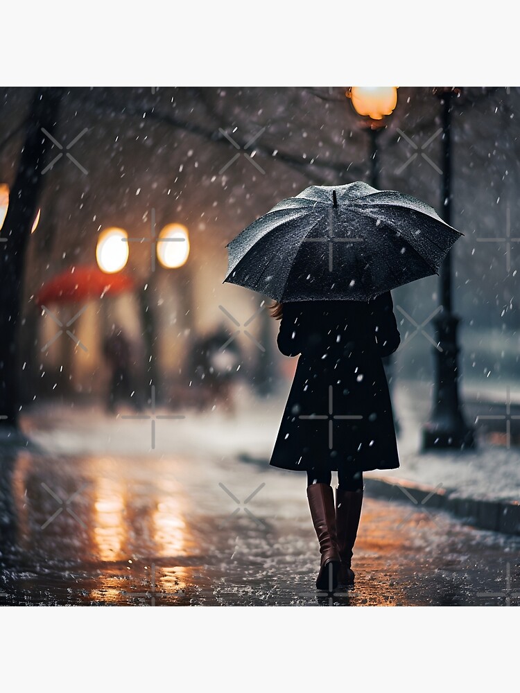 Winter shops Walk (Rain) - Original Print -