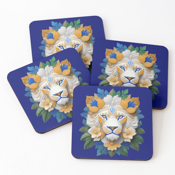 Item preview, Orange blue lion floral  designed and sold by Roxburylane.