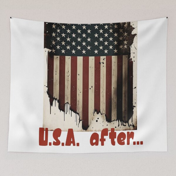 Item preview, United States flag with the inscription "USA After stickers and t-shirt designed and sold by Mickeymouse2023.