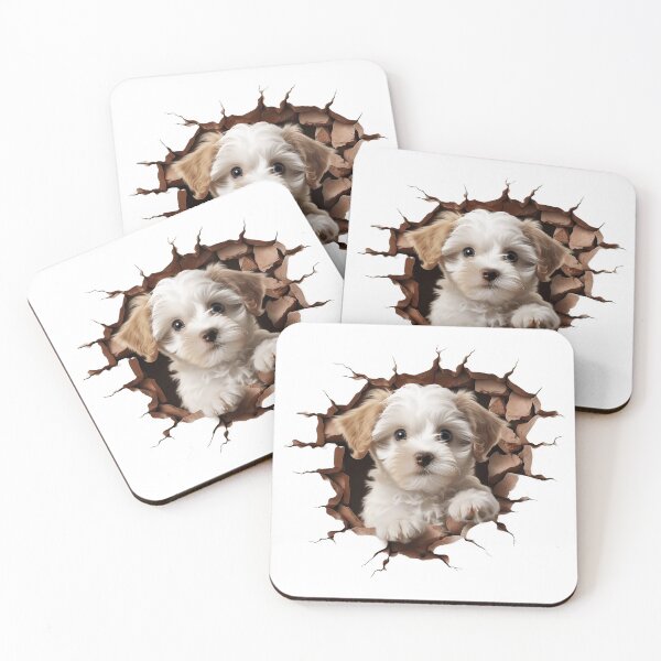 Item preview, Maltese Dog breed Popping Out of The Wall #7 designed and sold by DogDigiArt.