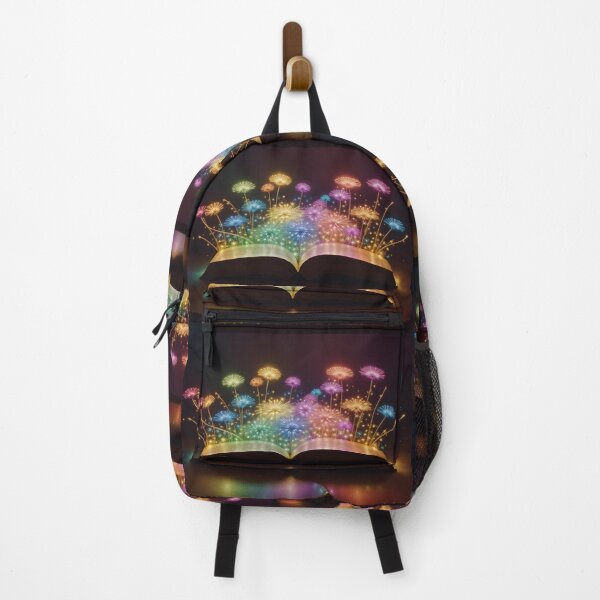Item preview, Magical fluorescent sparkling flowers growing from a book designed and sold by AI-Only Creations.