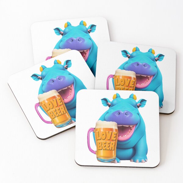 Item preview, Smiling hippo with a beer mug designed and sold by likbatonboot.