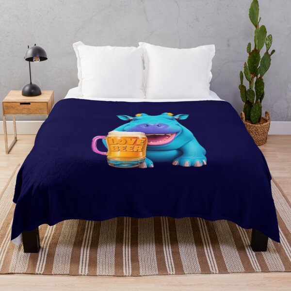 Item preview, Smiling hippo with a beer mug designed and sold by likbatonboot.