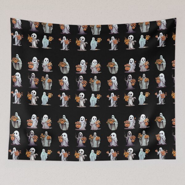 Item preview, Vintage Floral Ghost Halloween with Pumpkin designed and sold by ArtFromBeyond.