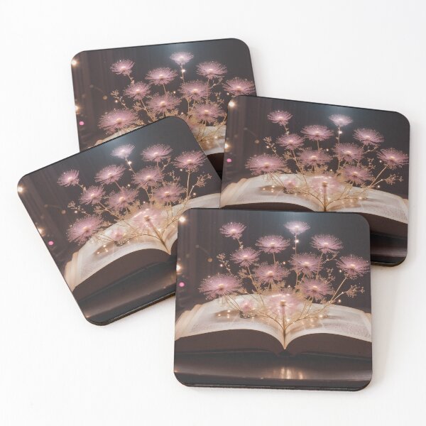 Item preview, Magical sparkling dandelion flowers growing from a book designed and sold by AI-Only Creations.