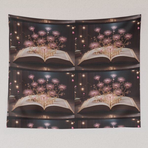 Item preview, Magical sparkling dandelion flowers growing from a book designed and sold by AI-Only Creations.