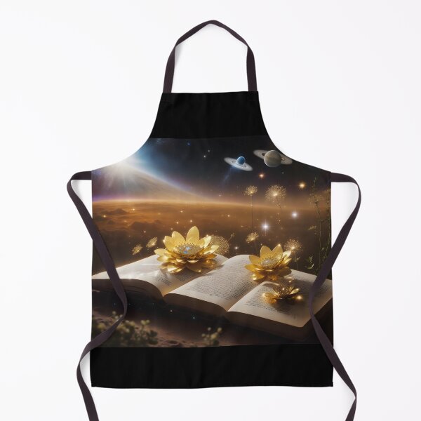 Item preview, Magical golden sparkling sunflowers growing from books in galaxy designed and sold by AI-Only Creations.