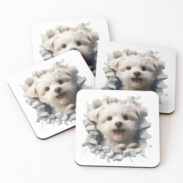 Item preview, Maltese Dog breed Popping Out of The Wall #8 designed and sold by DogDigiArt.