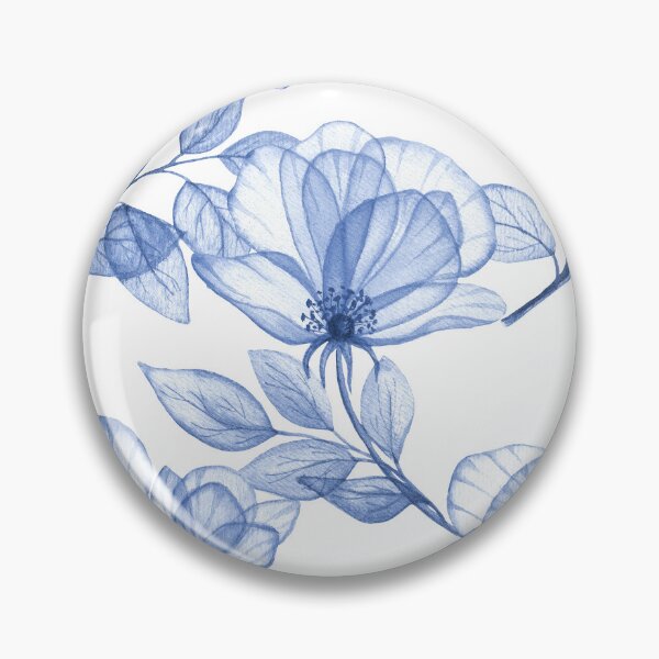 Item preview, Blue transparent roses watercolor print. Porcelain floral motif. Translucent delicate floral composition designed and sold by likapix.