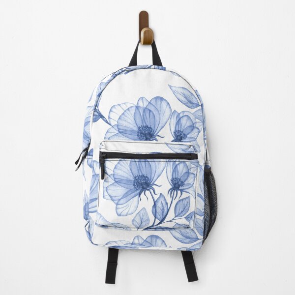 Item preview, Blue transparent roses watercolor print. Porcelain floral motif. Translucent delicate floral composition designed and sold by likapix.