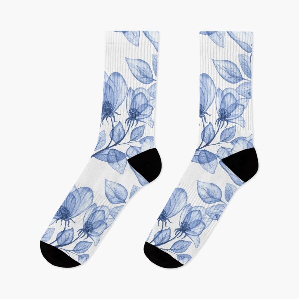 Item preview, Blue transparent roses watercolor print. Porcelain floral motif. Translucent delicate floral composition designed and sold by likapix.