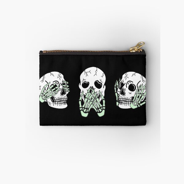 Item preview, Three Skull Faces with Pastel Green Skeleton Hands Covering Eyes, Mouth, and Ears, made by EndlessEmporium designed and sold by EndlessEmporium.