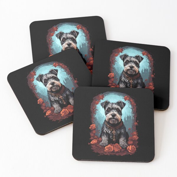 Item preview, Miniature Schnauzer Dog Gothic Floral designed and sold by faunathreads.