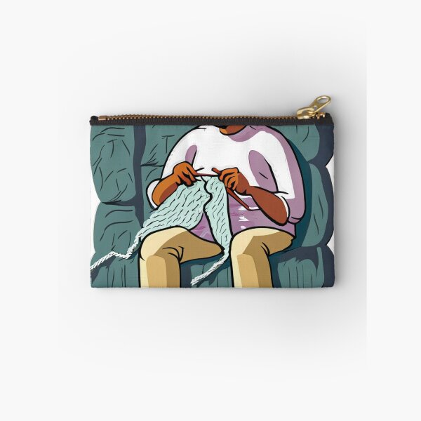 Item preview, Man Knitting a Blanket on a Couch designed and sold by sarabye.