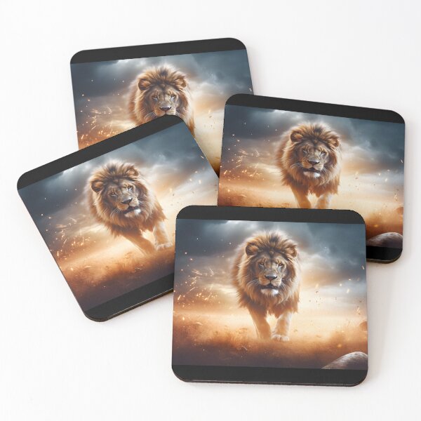 Item preview, Painting of a lion in the desert in the style of flickering light effects designed and sold by AI-Only Creations.