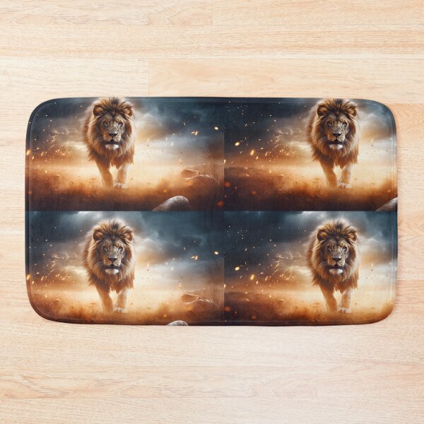 Item preview, Painting of a lion in the desert in the style of flickering light effects designed and sold by AI-Only Creations.