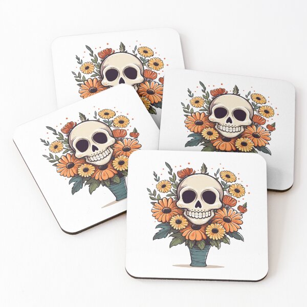 Item preview, Halloween Cartoon Skull with Flowers designed and sold by Just-Flowers.