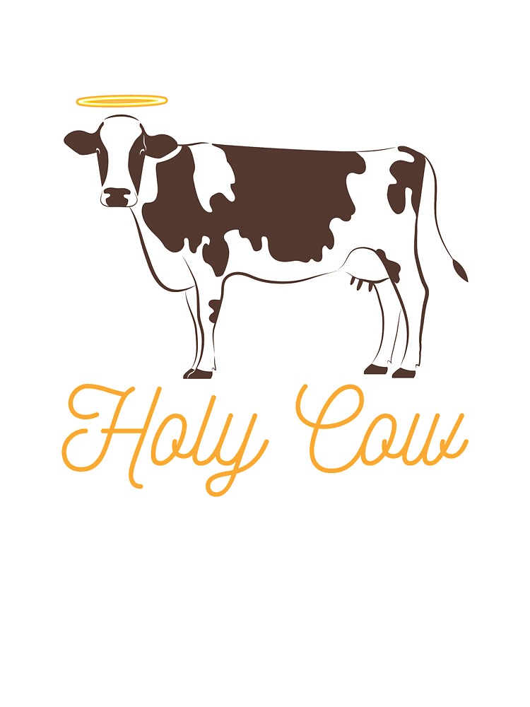 Holy Cow Print T-Shirt. Sacred Holy Cow With Halo Art Design Holy Cow Print T-Shirt. Sacred Holy Cow With Halo Art Design