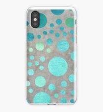 Turquoise Metallic Dots Pattern on Concrete Texture iPhone Case