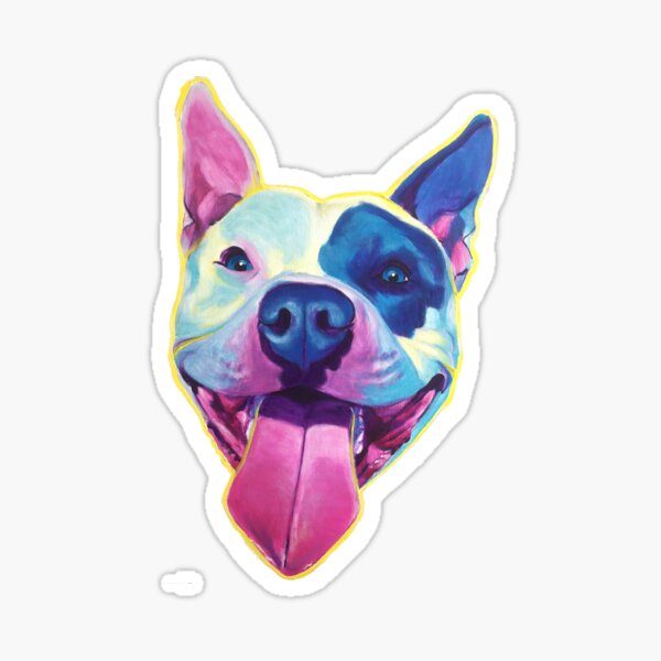 Item preview, Happy Pit Bull - Slobbery Smiling Colorful Pitbull Dog designed and sold by dawgpainter.
